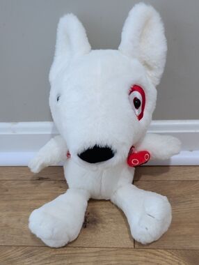 Target White Plush Dog Toy with Red Eye Accent
